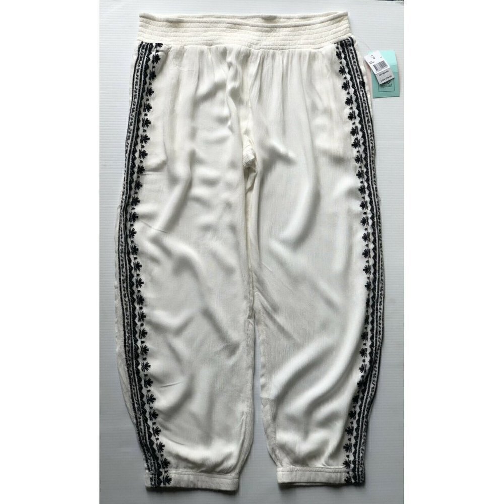 RipCurl Women's White Surfwear Oceana Embroidered Beach Pants GPAGF7 - Picture 1 of 11